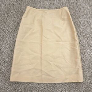 Vintage Teri Jon by Rickie Freeman Silk Wool Blend Butter Yellow Pencil Skirt 12